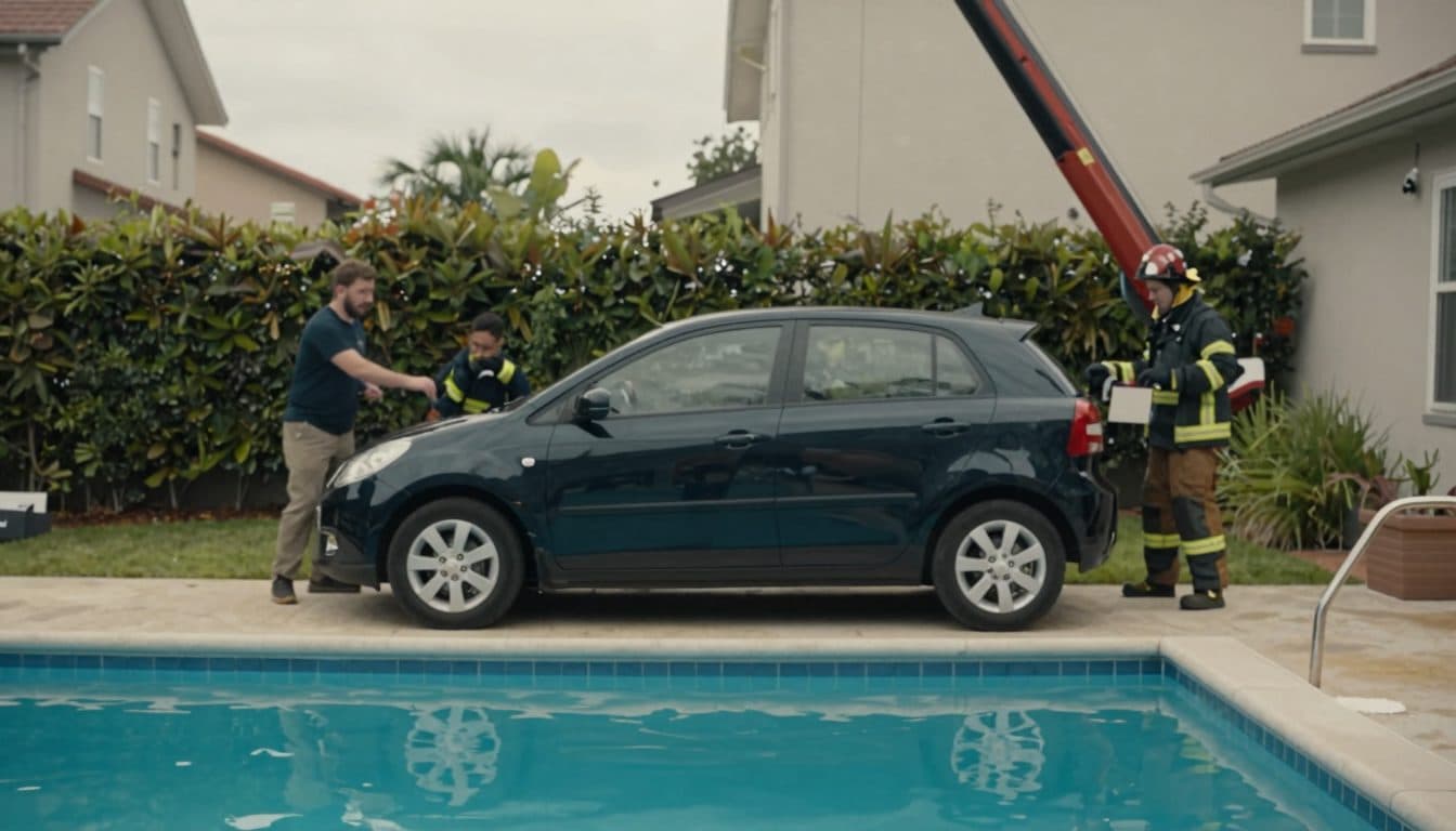Car rolls through garden into swimming pool in Lower Austria