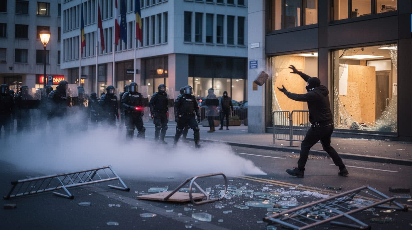 Protest against G7 summit in Geneva escalates: Masked rioters throw paving stones, police deploy tear gas