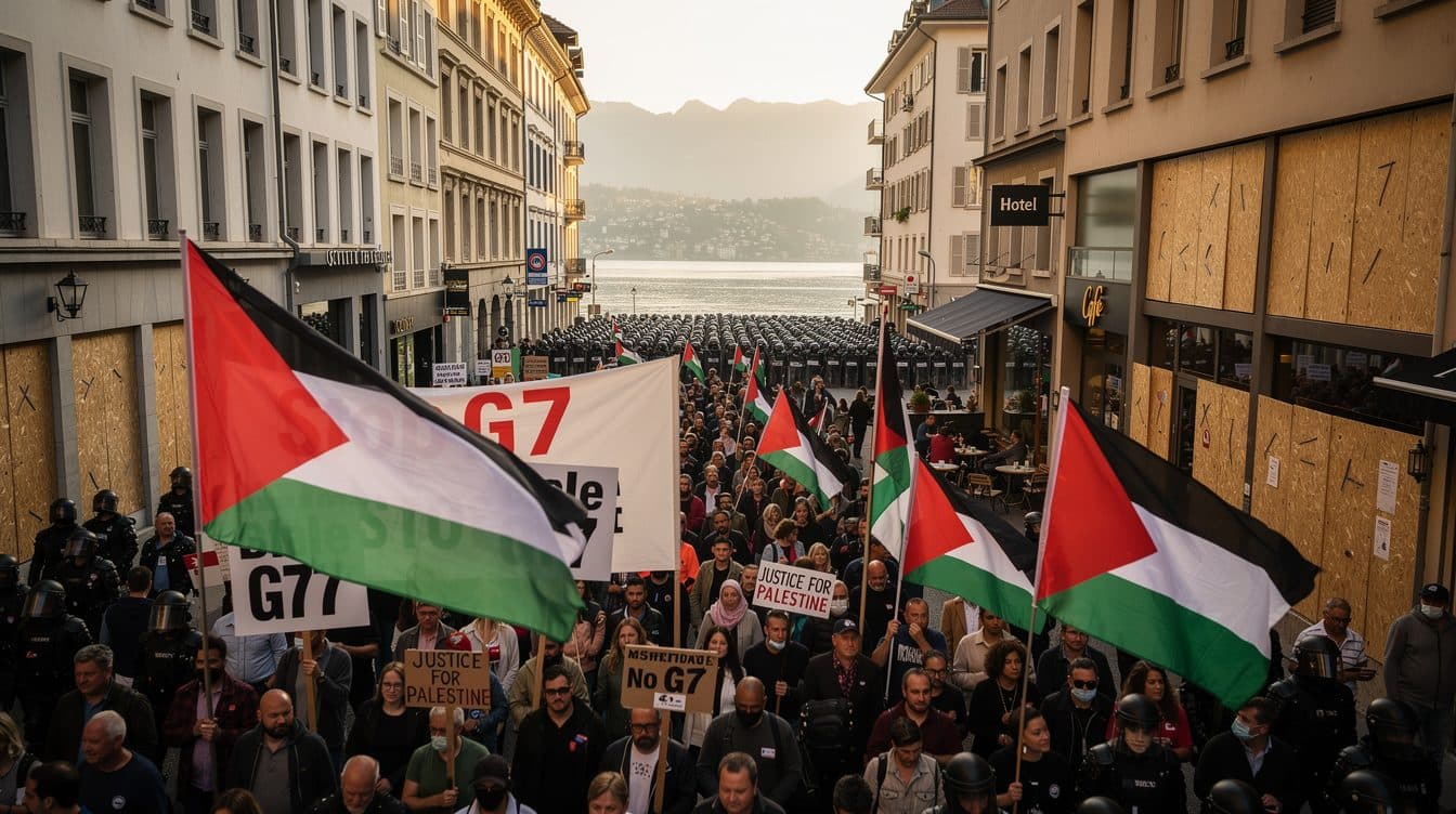 Riots in Geneva on the eve of the G7 summit in Évian