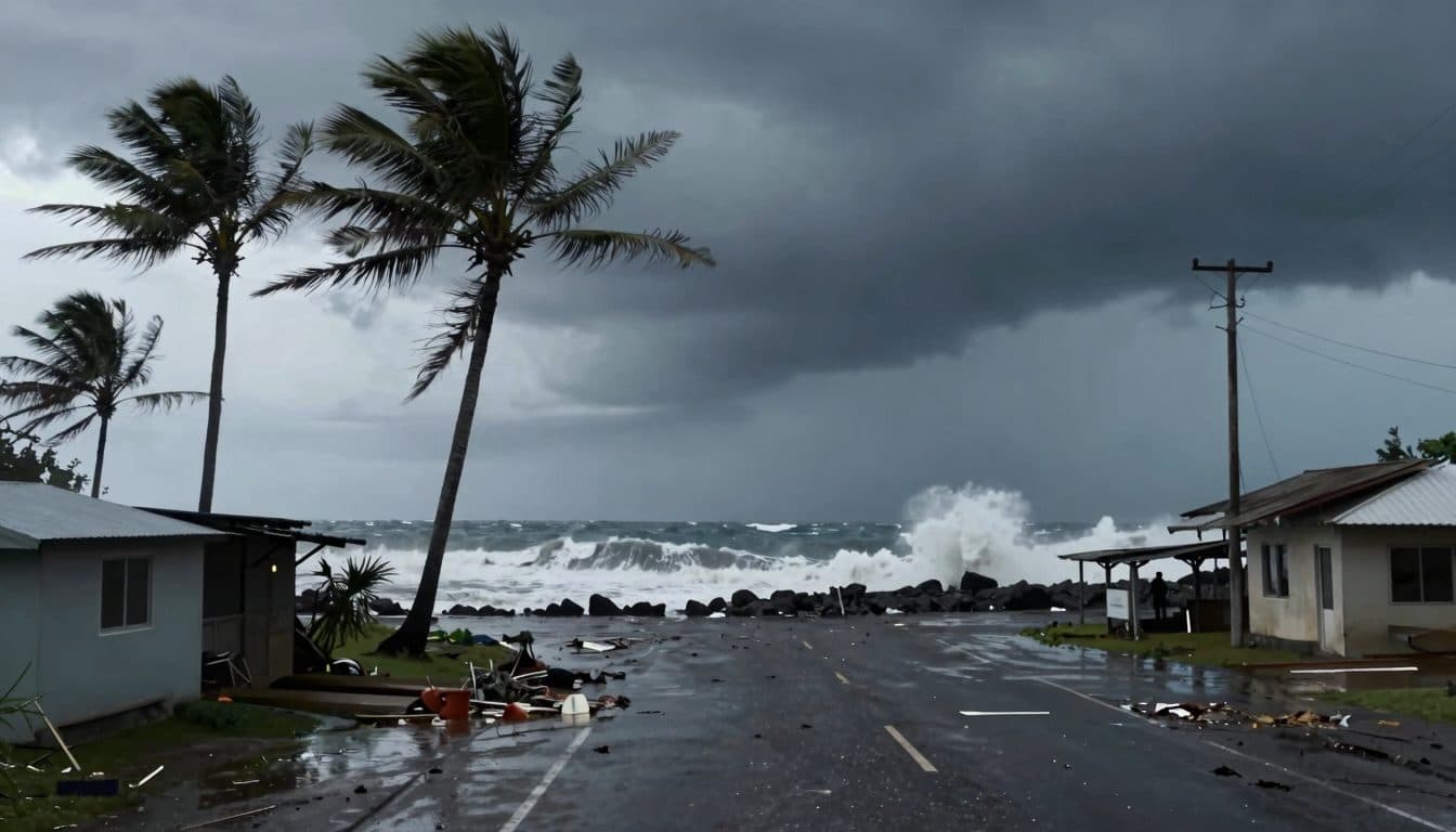 Super Typhoon "Bavi" Hits Pacific Island of Rota with Full Force
