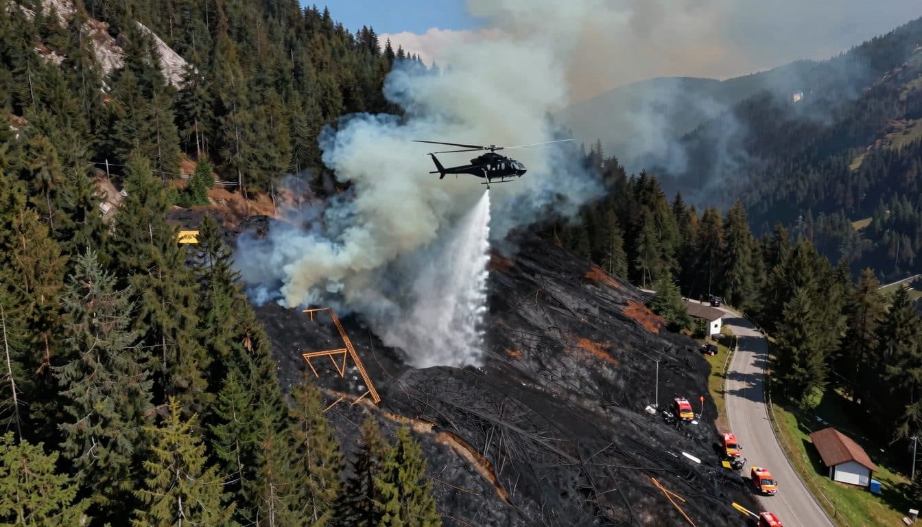 Firefighting Helicopter Quickly Brings Forest Fire in Großarl Under Control