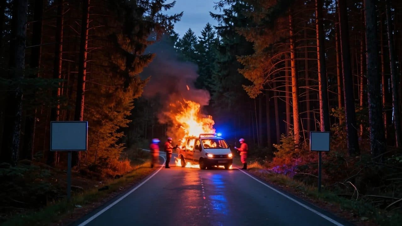 Dead Person Found in Burning Minibus in Bayerisch Eisenstein