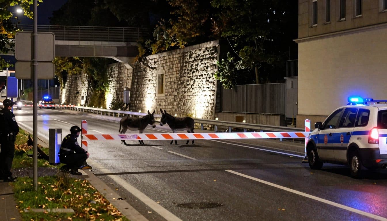Escaped donkeys on Vienna's Westeinfahrt: Police close lane and improvise halters