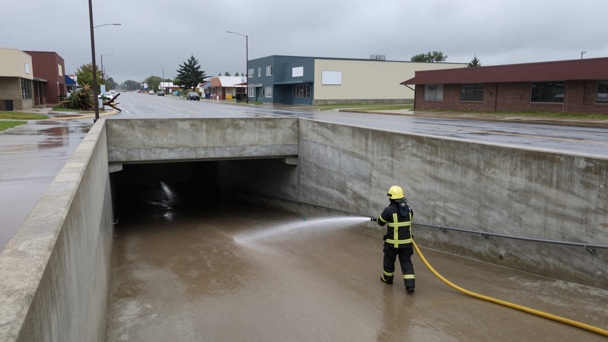 Heavy Rain Floods Underground Parking Garage and Streets in Groß-Siegharts