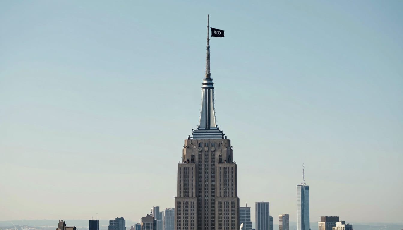 Russian extreme climbing couple climbs to the top of the Empire State Building and displays banner with peace message