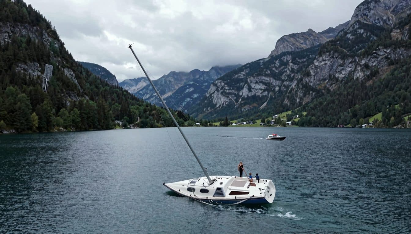 Sailboat capsizes on Tyrolean lake; woman and child reach shore uninjured