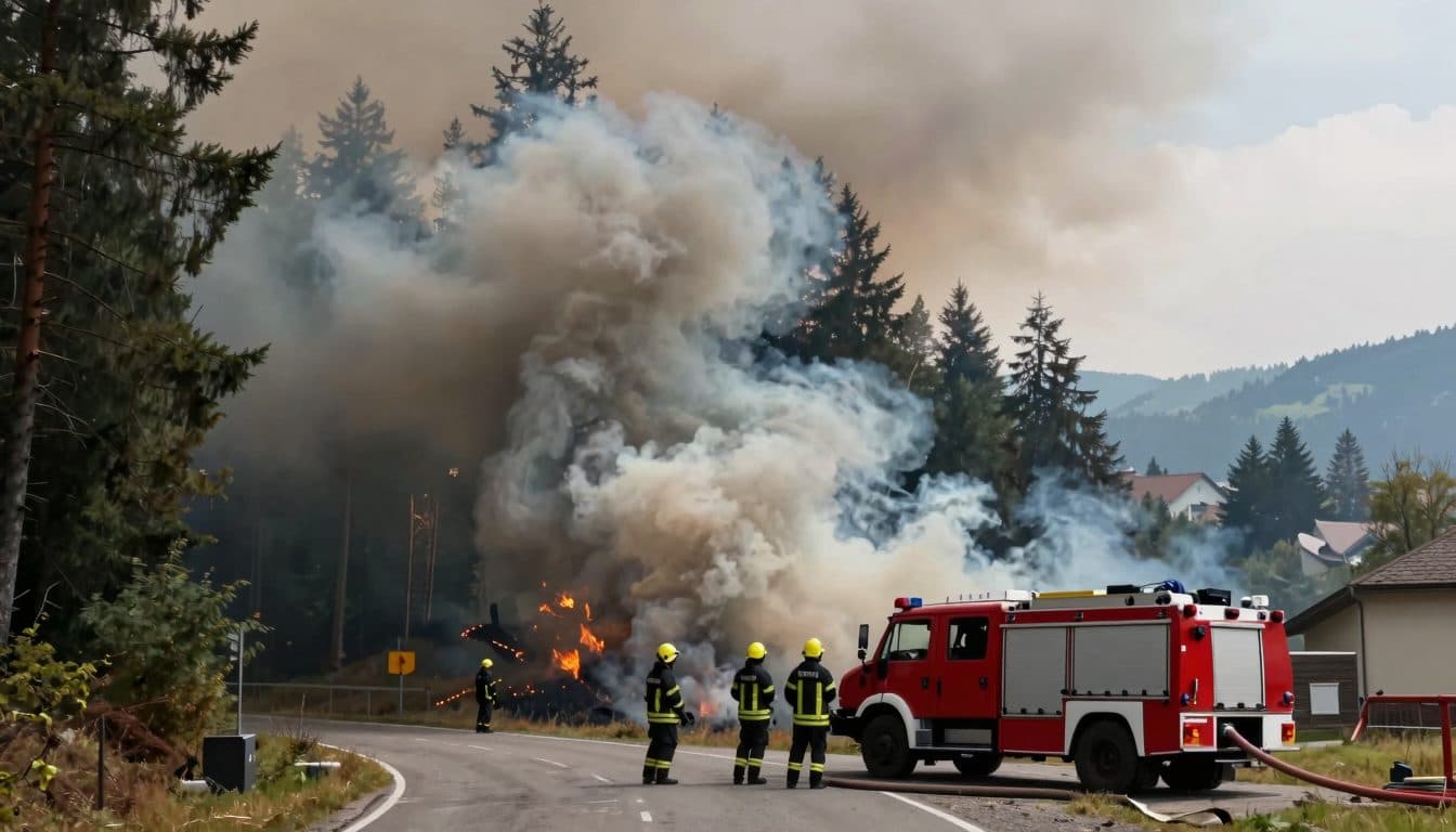 Forest Fire Near Schönberg am Kamp: Emergency Crews Battle Flames in the Kamptal
