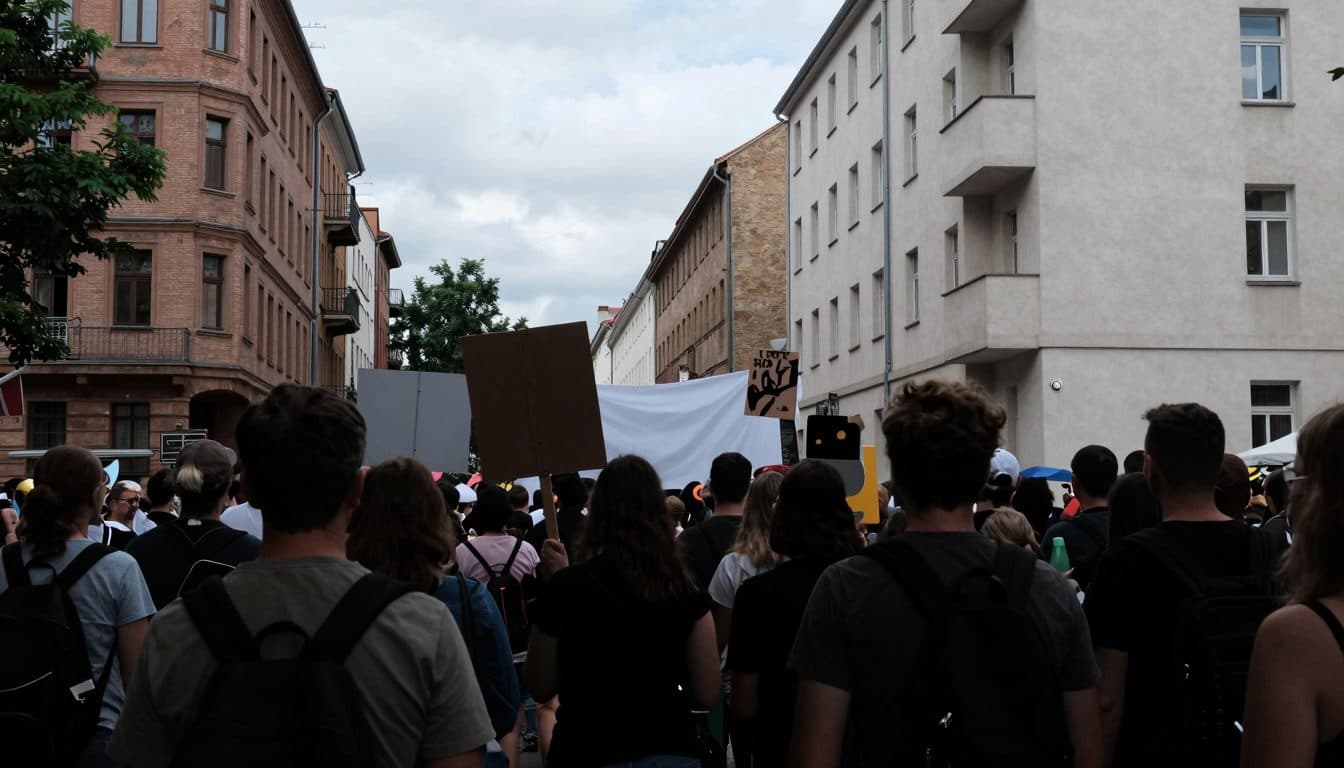 Thousands of demonstrators protest in Berlin-Wedding against arms exports