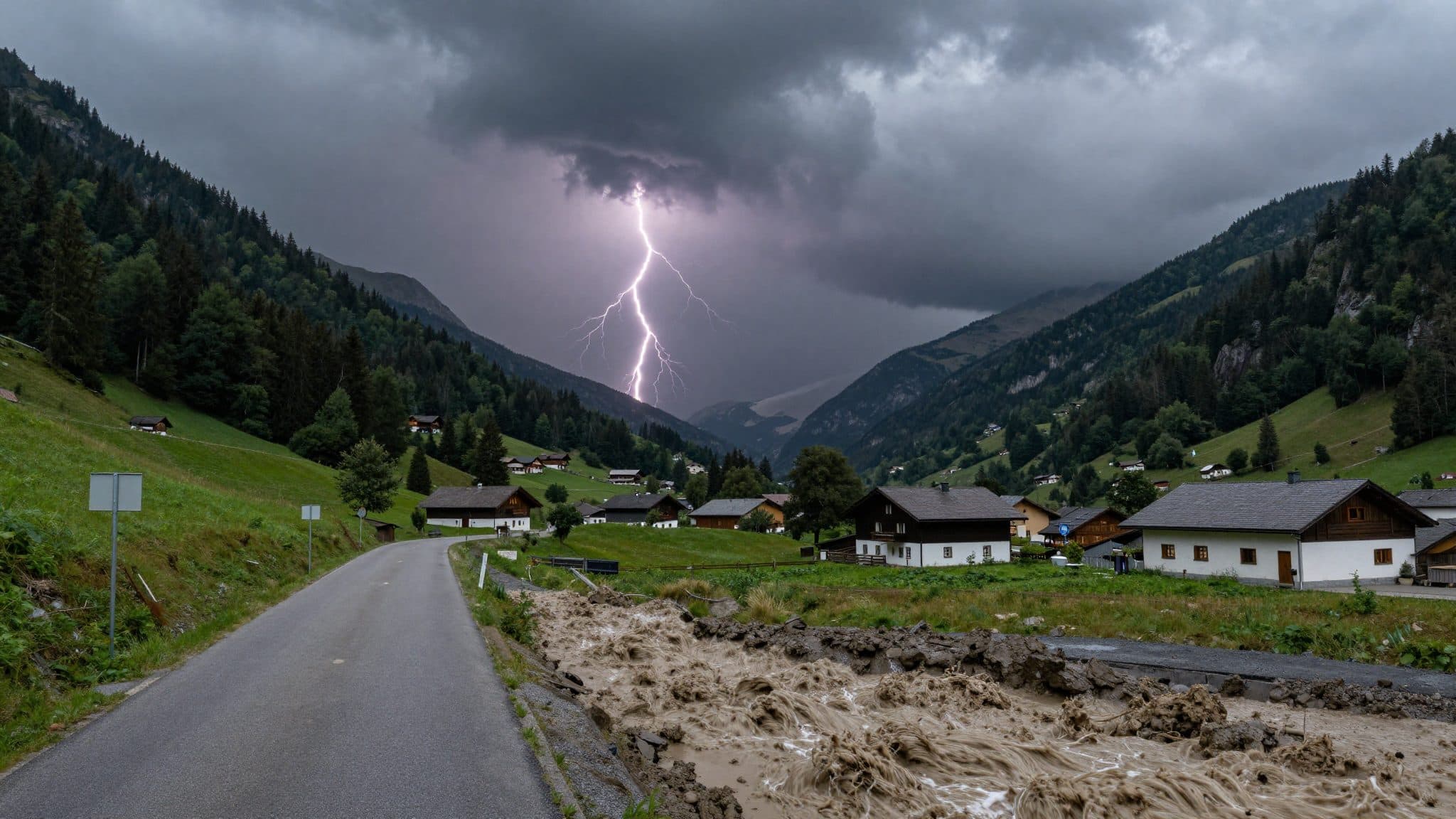 Severe Storms Sweep Across Salzburg: Lightning Strike, Mudslide and Gale Force Winds in Several Valleys
