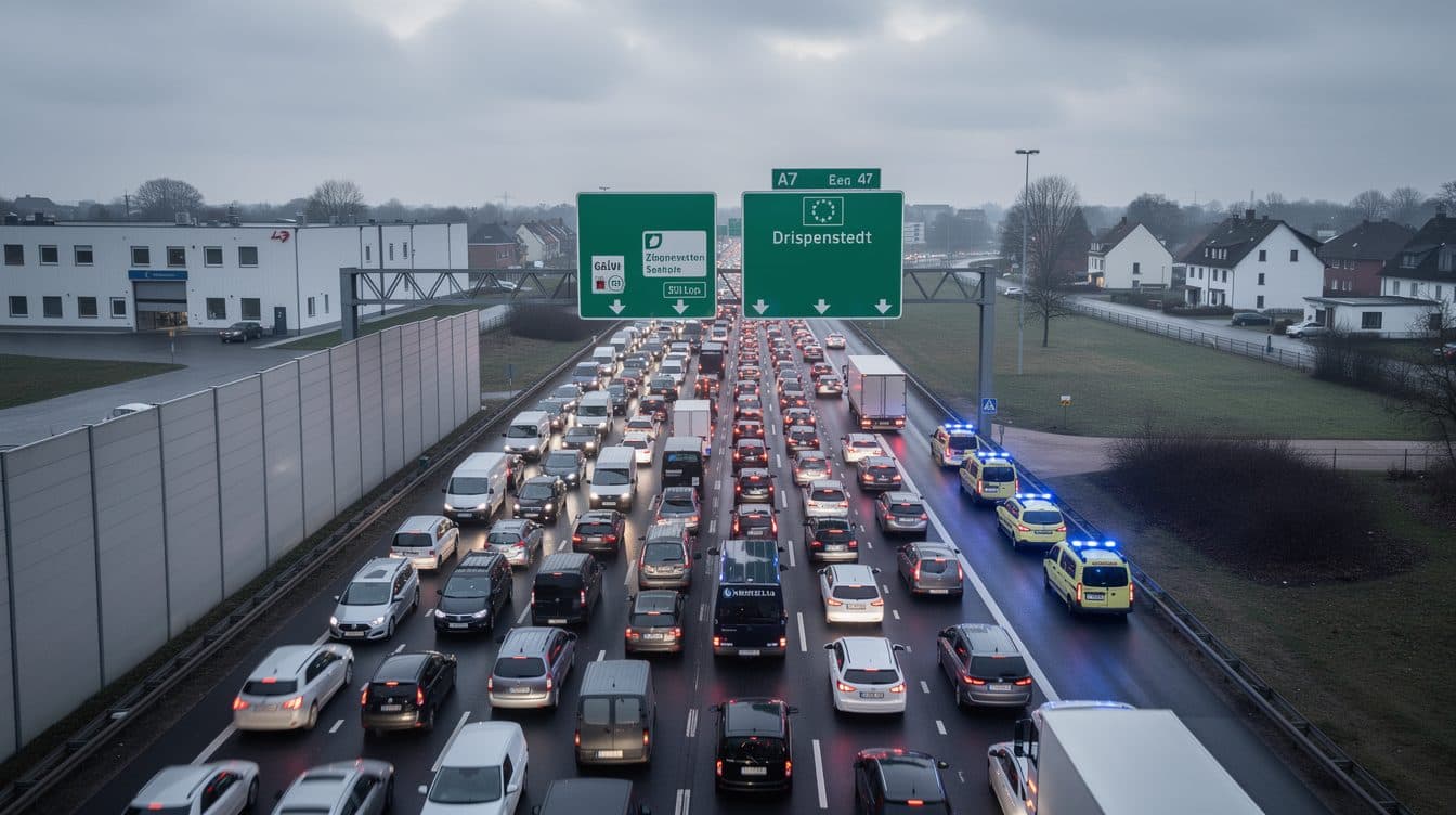 A7 near Hildesheim: Full closure towards Hanover after multi-vehicle accident – traffic jam of around twelve kilometers