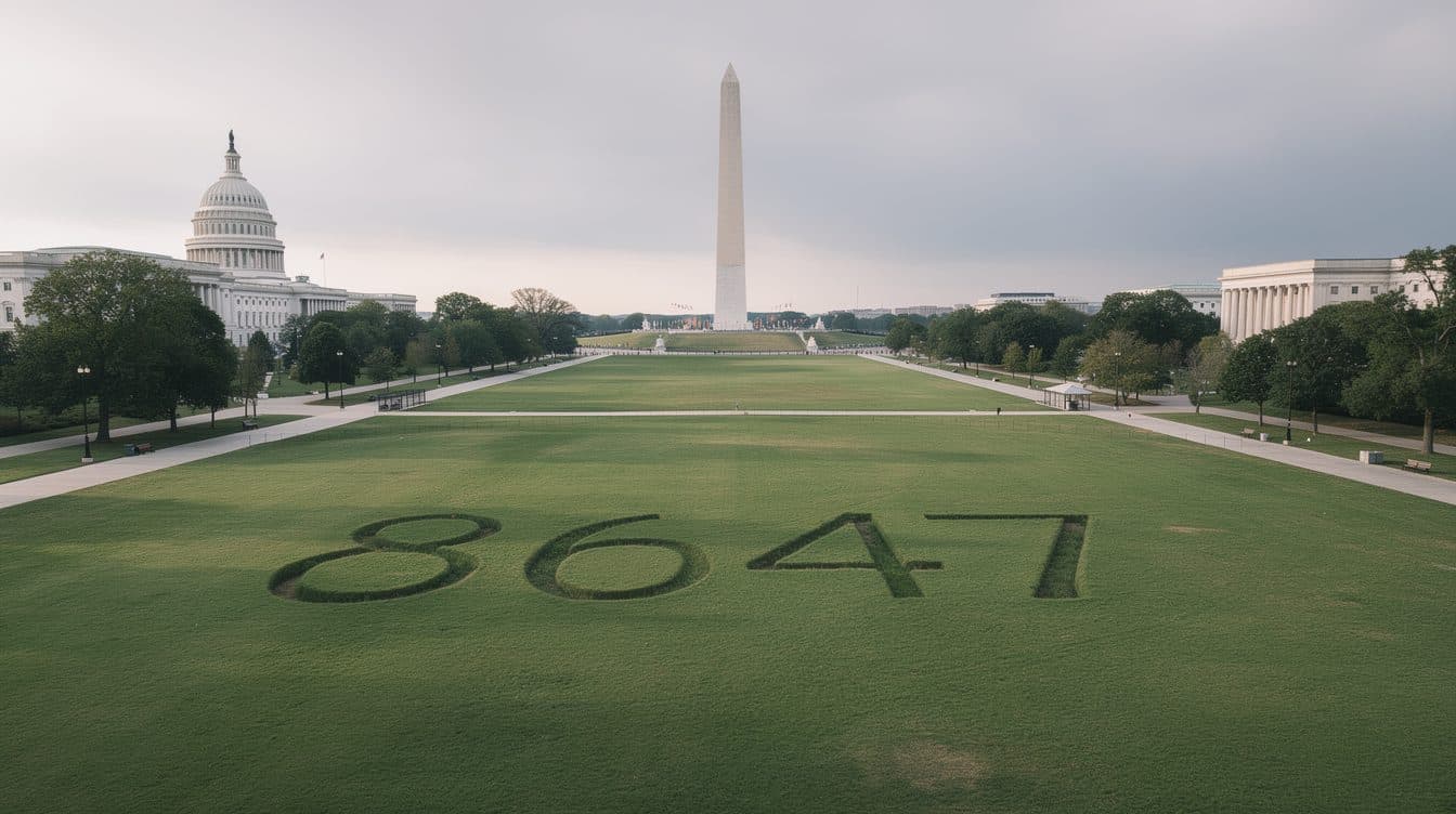 Unknown persons write controversial numbers "8647" on the National Mall in Washington
