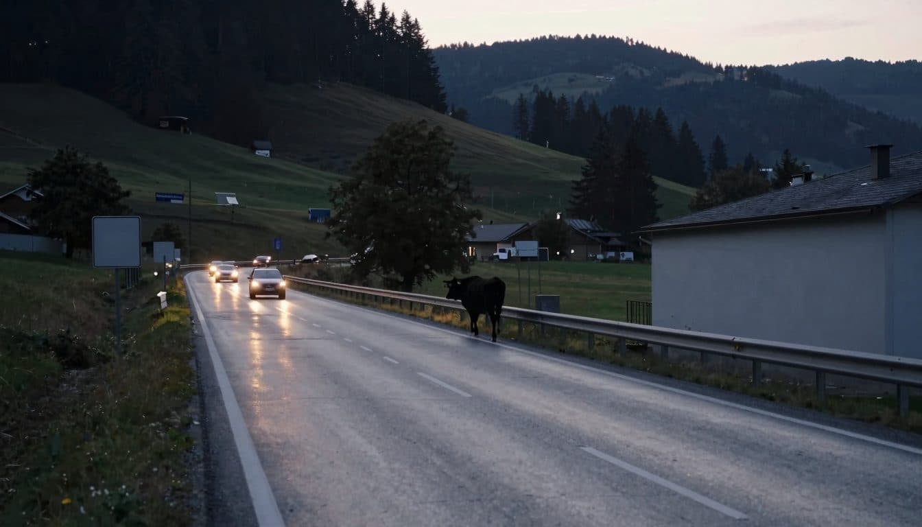 Escaped pregnant cow disrupts early-morning traffic in Upper Austria's Mühlviertel region