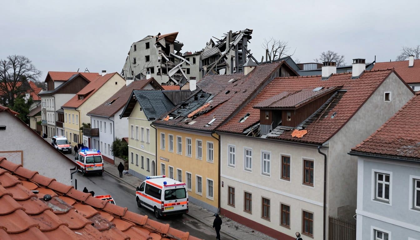 Tornado tears off several house roofs in Eferding
