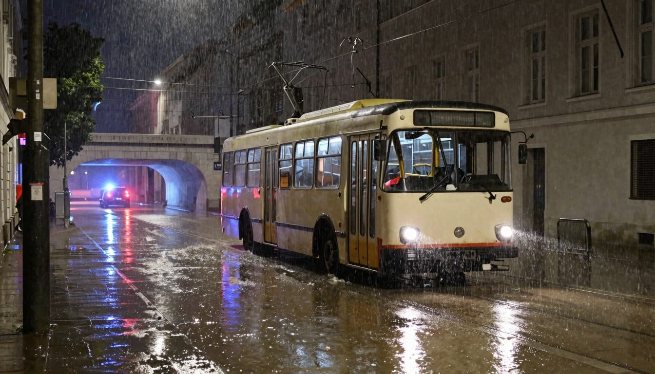 Severe storms in Salzburg damage trolleybus fleet and flood underpasses