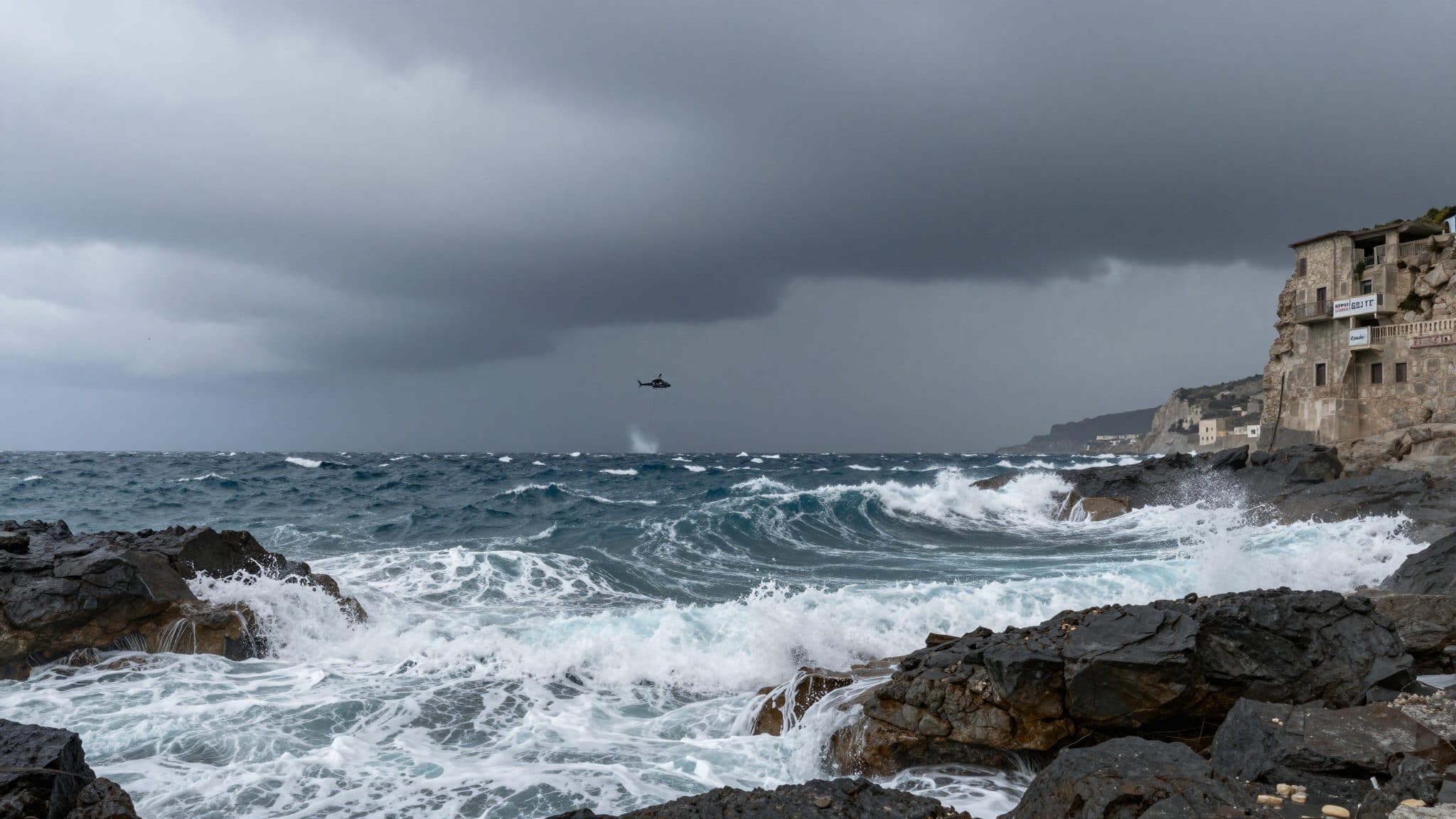 Storm over Cyprus: Helicopter rescues person from sea near Cape Greco