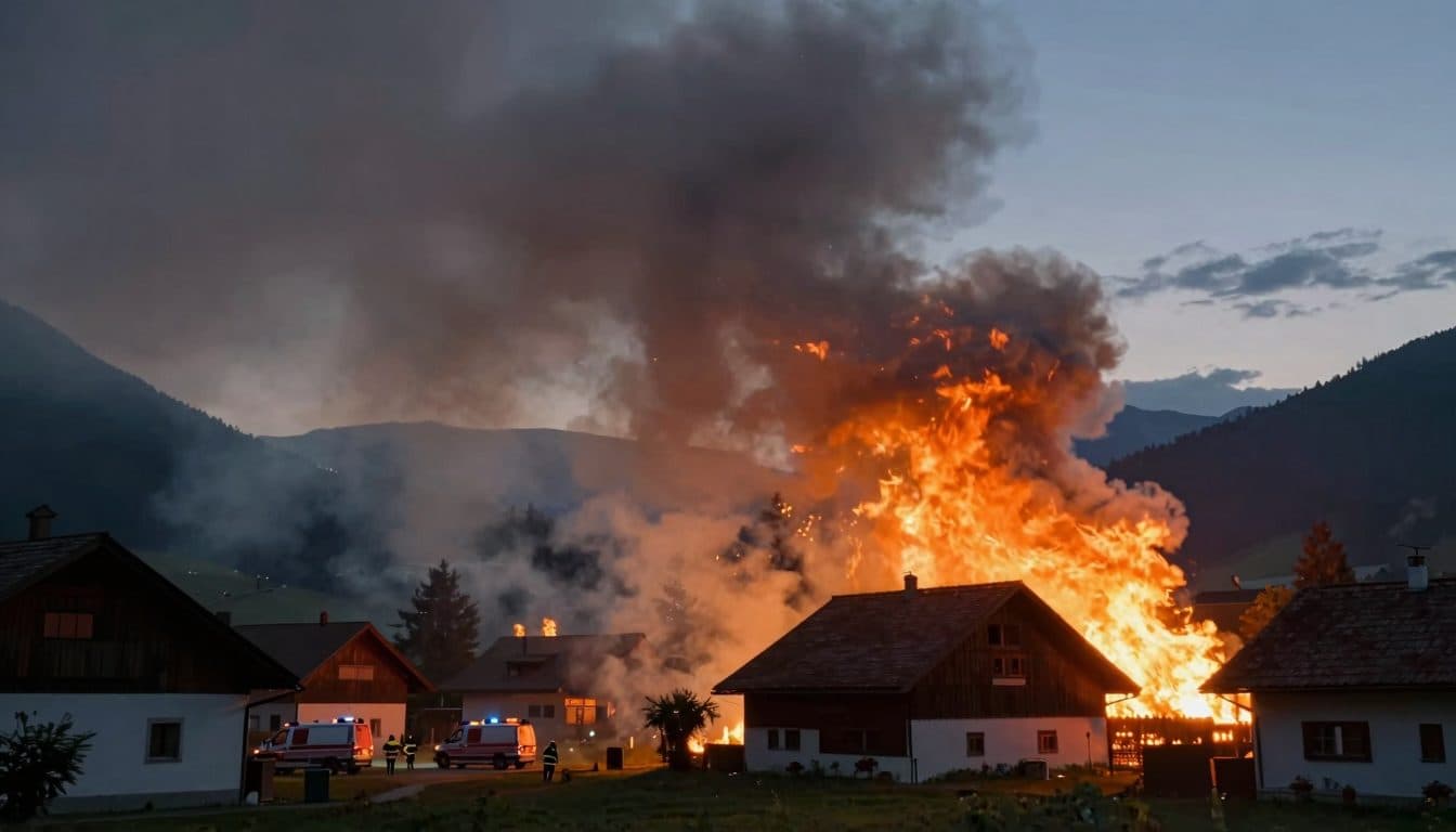 Major Fire in Flinsdorf: 145 Emergency Responders Prevent Spread to Residential Houses