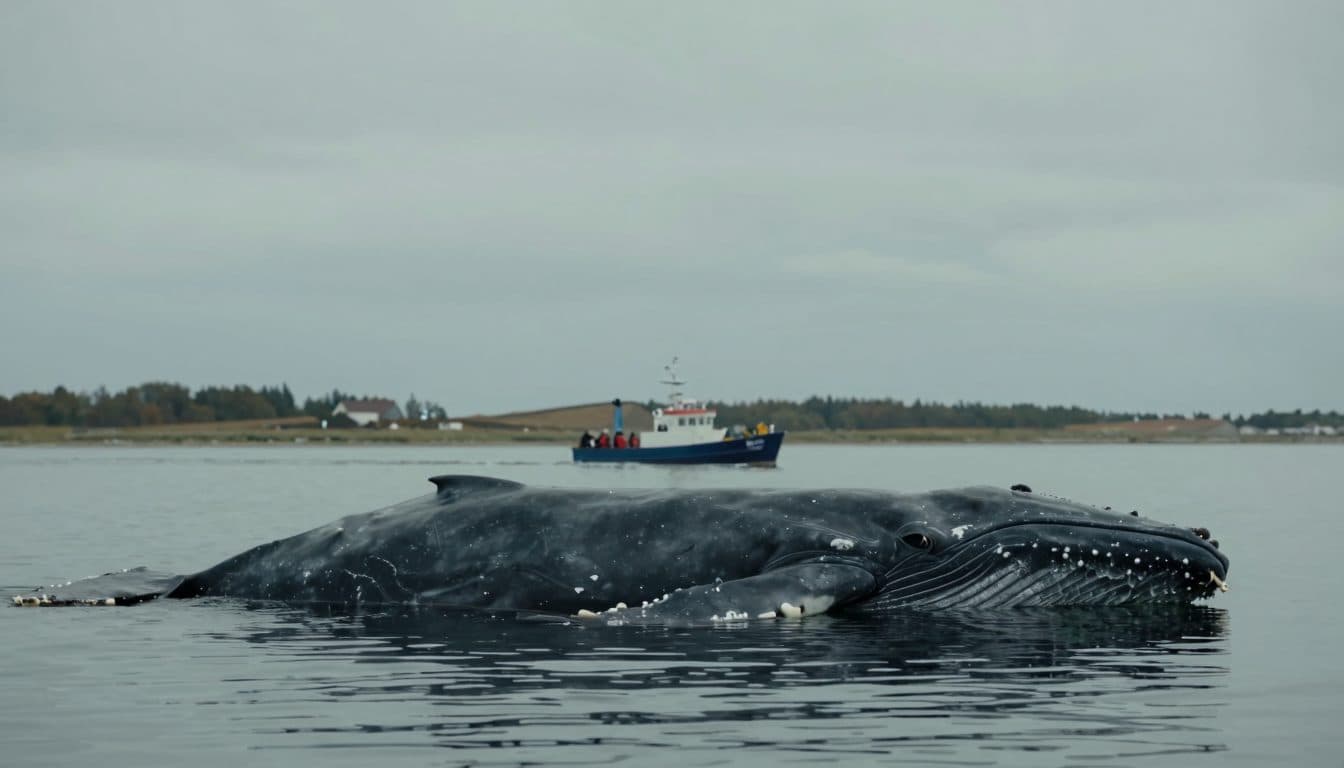 Dead sperm whale found stranded in the Greifswalder Bodden in the Baltic Sea