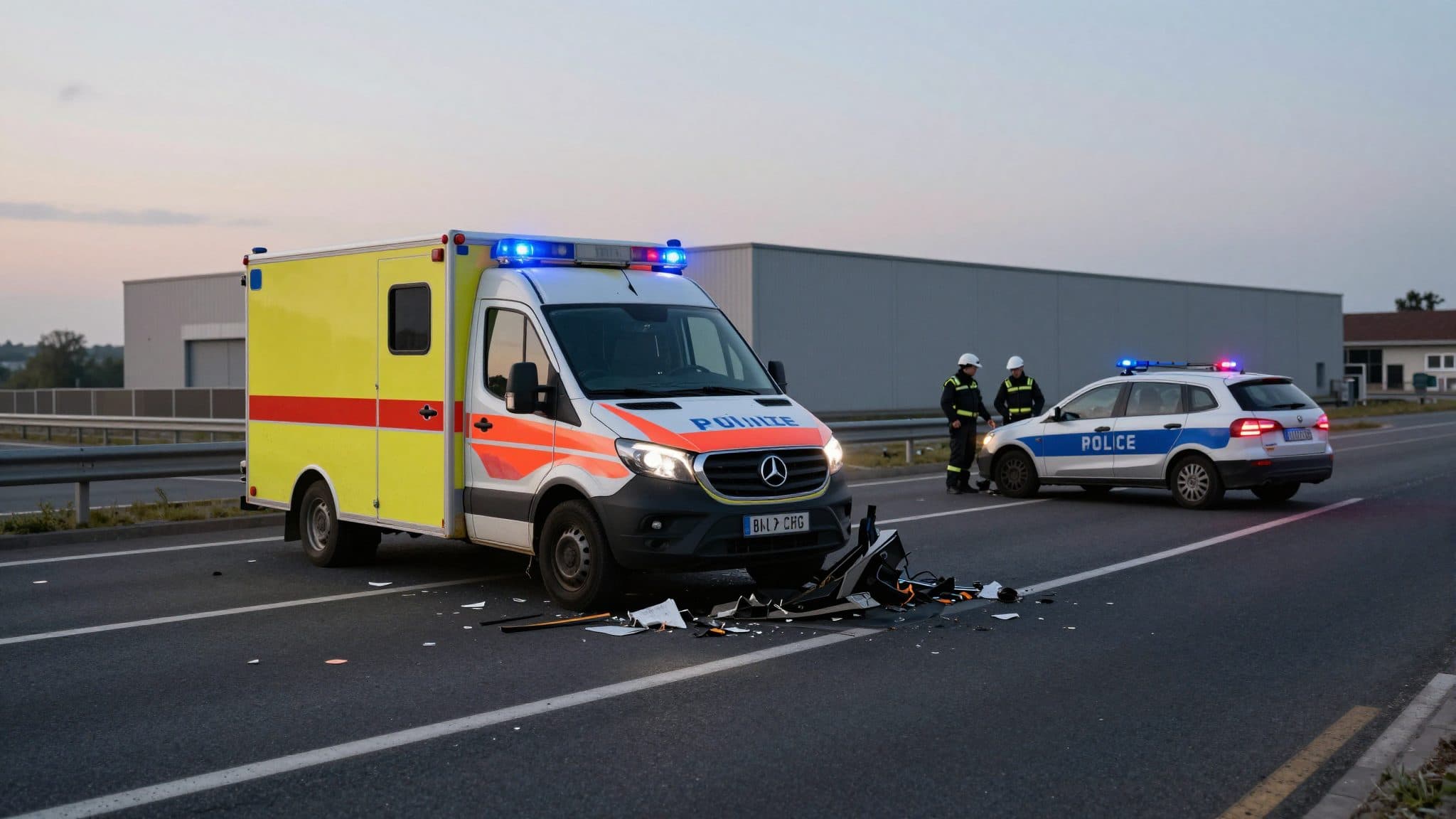 Truck crashes into stationary ambulance on Autobahn 44 – patient thrown onto roadway