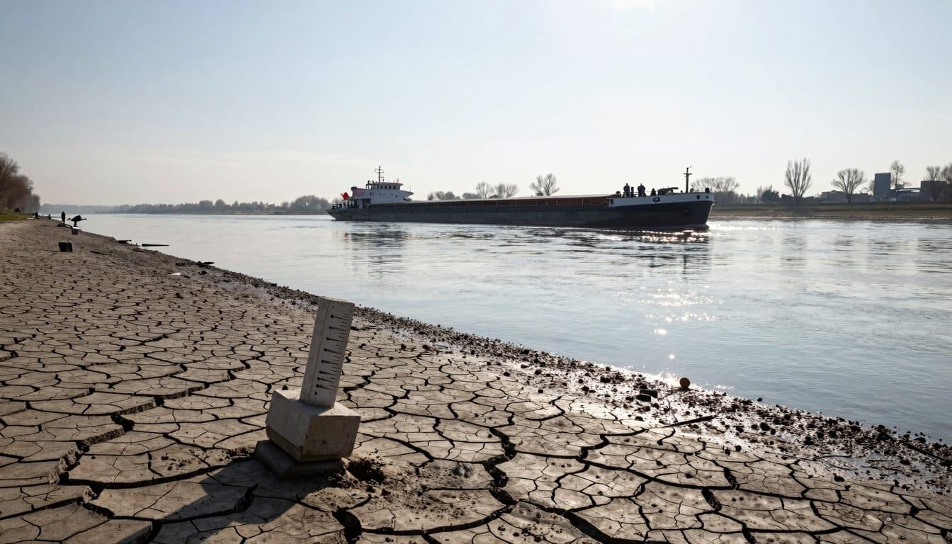 Low water on the Rhine uncovers hidden objects and slows inland shipping