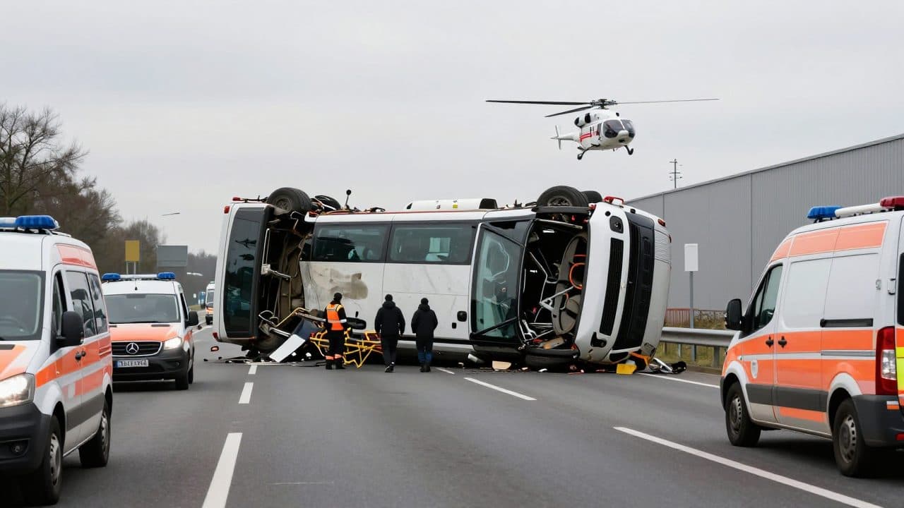 Coach overturns on the A96 near Buchloe – at least two dead