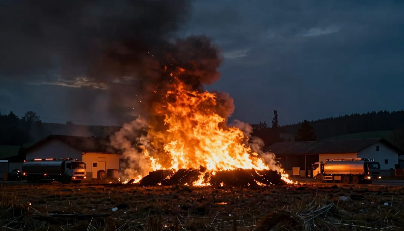 Major fire in Wildendürnbach: Hundreds of straw bales engulfed in flames at cattle farm