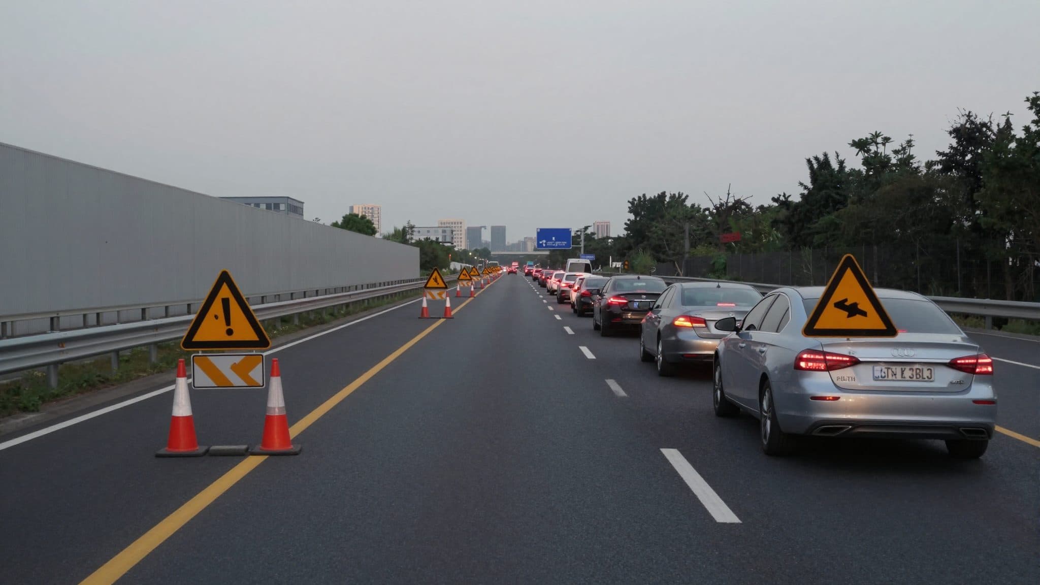 A1 near Haag: Lane closure due to road surface damage
