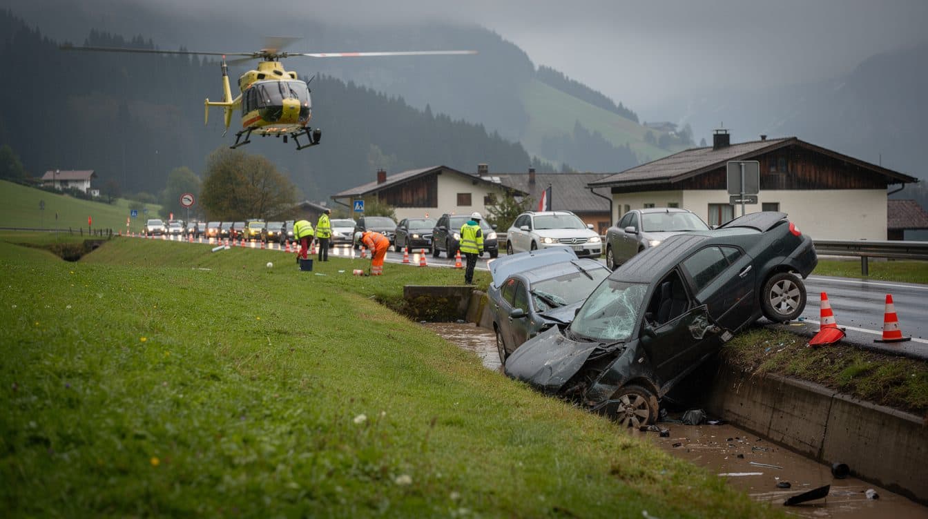 Three vehicles collide on B172 near Kössen – two female drivers injured