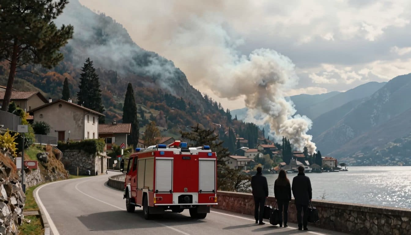 Forest fire on Lake Garda forces vacationers in Tignale to flee