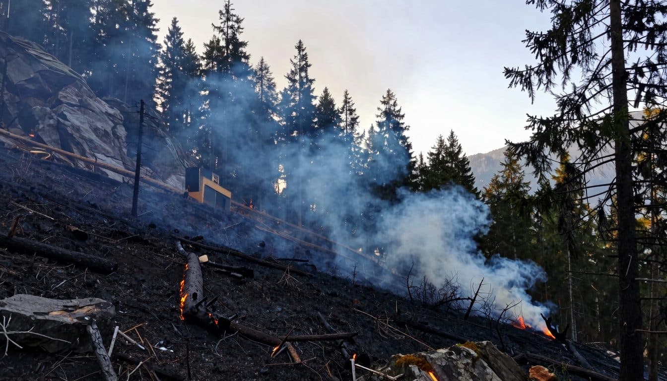 Forest fire near Thomatal in Lungau triggered by lightning strike